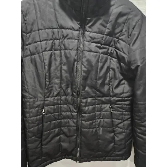 Land's End Black Puffer Jacket Fleece-lined Size XS 2 4 Women's - Picture 3 of 11